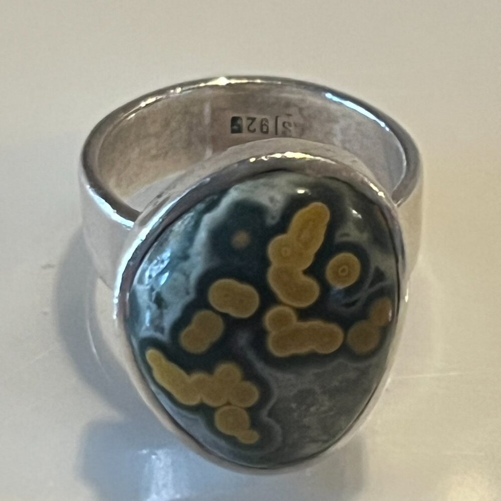 Silver Ocean Jasper Statement Ring - image 2